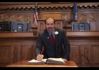 Mondovi's Treig Pronschinske signed his name in the Assembly Oath of Office Book during Inauguration Day on Jan. 3.