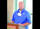 City Administrator Chad Springer has the attention of  the senators during his riverfront presentation. 