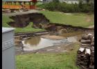 Family Farms Market in Eleva received extensive damage when the pond overtopped the bank on the southwest side of the dam, resulting in a major washout.