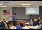 Bob Stoughton discussed the history of the game of basketball and girls basketball during the Mondovi Area Historical Society’s “Eggs ‘n Hoops” program on Saturday, Feb. 11. Stoughton was one of the Mondovi girls basketball program’s first coaches, spending a total of 18 seasons at the helm.