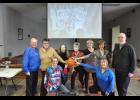 In memory of their WIAA state tournament appearance 40 years ago this season, team members who attended Saturday’s program re-created a 1976-77 team photo. Pictured, front (kneeling) left to right, Lisa Bauer, Kay (Lunderville) Granger; back, head coach Bob Stoughton, Mary Jo (Garlick) Labair, Barb Deetz, Mary (Harrison) Kins, Jan (Lehman) Brenner, Dorothy Deetz, assistant coach Ray Koch. Other team members not present are Rosie Brantner, Cheryl Duncanson, Peggy Erickson, Roxi Holstein and Sally Loomis.