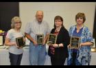 Mondovi Schools staff members who were recently honored for their years of work within the district are (left to right) Kathy Crawford, Garnold LaBair, Susan Larson and Debra Isaacson.