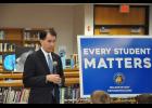 Wisconsin Governor Scott Walker visited Mondovi High School on Wednesday, April 5, representing one of many stops he has made across the state in recent weeks to highlight his proposed budget investments in K-12 education. Based on Walker’s proposals, the Mondovi School District would receive a half-million dollar boost in per-pupil aid and over $175,000 in sparsity aid over the biennium.