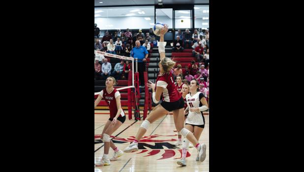 Pavelka goes up for the kill.