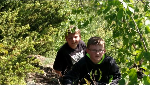 Carson Rieck and Devon Werlein found their way up Mount Tom on May 13 during an activity planned for the Gilmanton Outdoor Club. The club is run by athletic director Todd Pozarski.