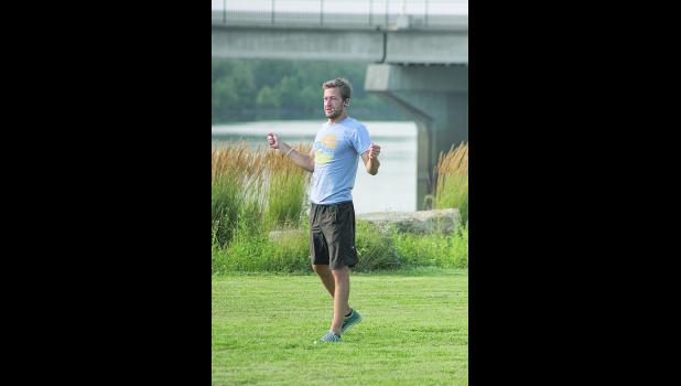 Christina Lindstrom Photo Trainer Jeff Rogers, of Eau Claire, came to Durand July 31 to lead a 'Pack the Park' fitness session.