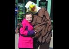 An eagle was on hand this weekend to greet visitors to the opening weekend of SOAR with the Eagles. Sometimes the guest got a hug…and sometimes a nibble on the head!
