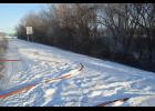 This view, looking north toward Wabasha, shows the location of Wednesday morning’s one-car accident.
