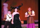 Rose Kruse as Hansel, Hannah Ruge as a Witch and Amber Norgrant as Gretel