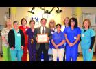 Pictured are members of Saint Elizabeth’s Emergency Department team, from left: Christina Zanto, MLT, ASCP(CM); Holly Brakke, RN; Rachel Thimmesch, MLS(ASCP); Pat Peyla, CRNA; Phil Schwend, DO; Michelle Miller, RN; Theresa Hager, RN; Beth Burton, RN; Denay Kelly, APRN, MSN; and Bridget Weisenbeck, radiology tech.